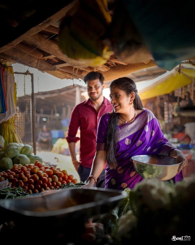 Candid moment at a vegetable market
