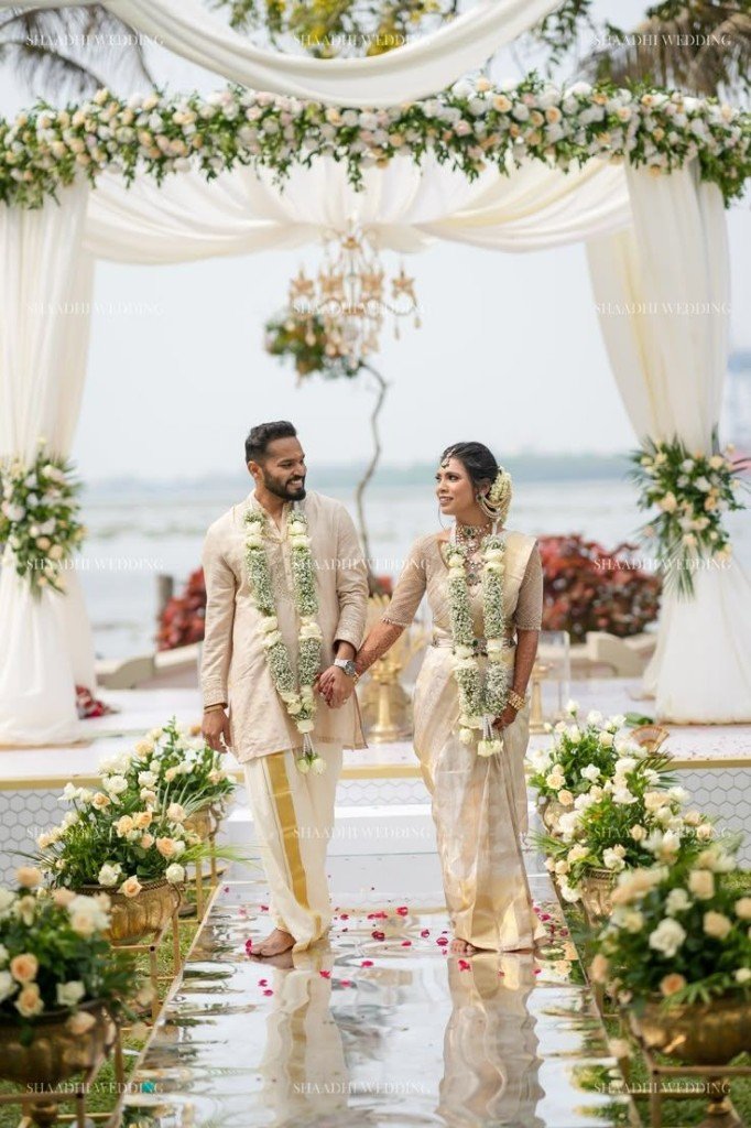 Destination wedding aisle by the water