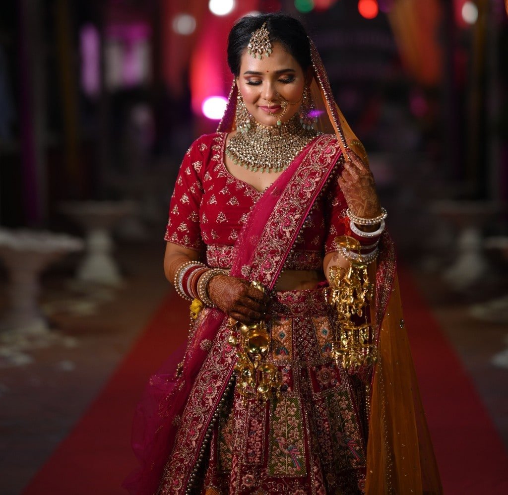 Bridal makeup portrait with kaleeras