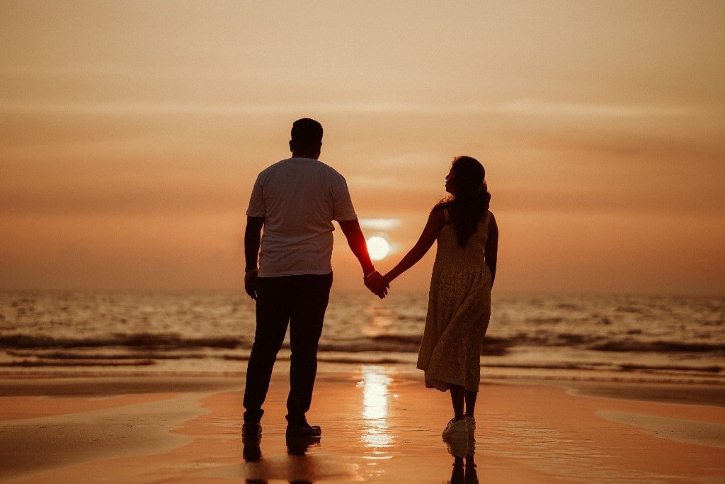 Pre-wedding beach session at sunset