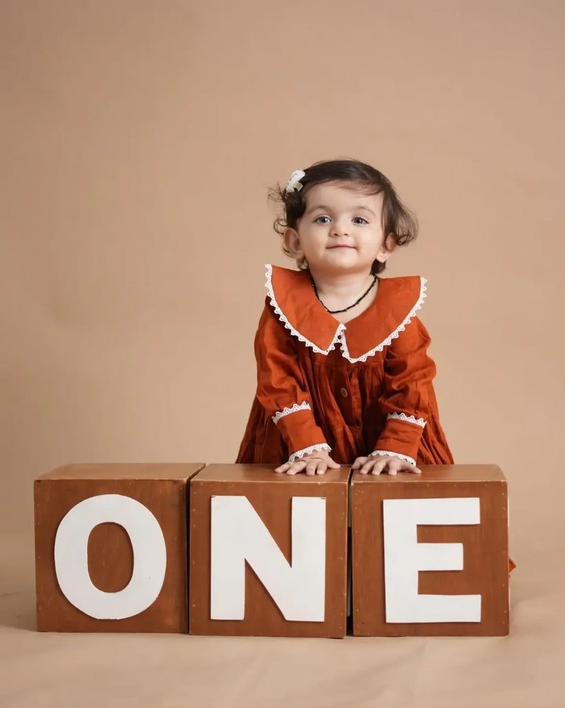 First birthday studio portrait