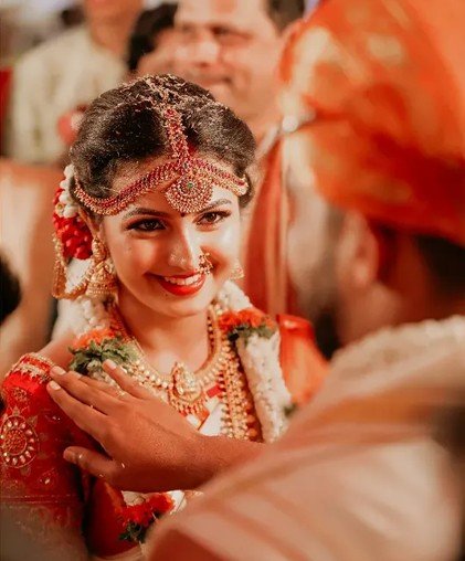 Bride smiling during the wedding ceremony